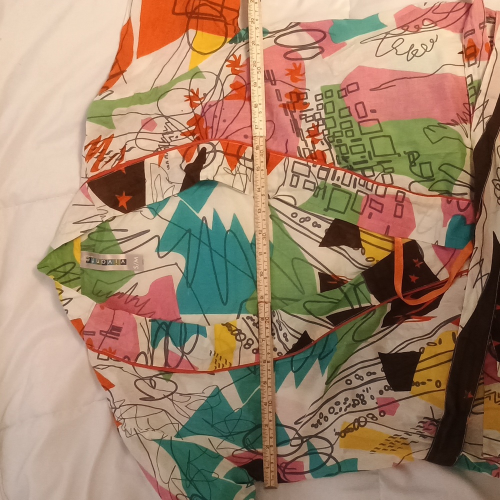 Colorful Vivante Lightweight 100% Cotton Robe - S/M - Maximalist Abstract Design - Picture 5 of 10